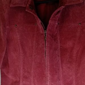 Vintage red suede leather jacket.